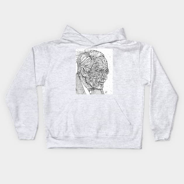 CARL JUNG - ink portrait .1 Kids Hoodie by lautir